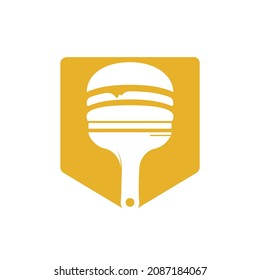 Artistic restaurant and cafe logo design. Burger with paint brush icon design.	
