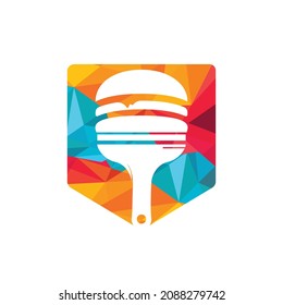 Artistic restaurant and cafe logo design. Burger with paint brush icon design.	