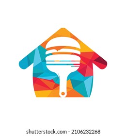 Artistic restaurant and cafe logo design. Burger with paint brush icon design.	