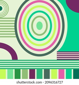 An artistic retro style pattern with undertones of the vintage bauhaus movement.
