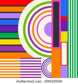 An artistic retro style pattern with undertones of the vintage bauhaus movement.
