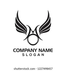 Artistic ring wings logo template
