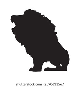 Artistic Roaring Lion Silhouette for Unique and Modern Creations - Lion Vector - Lion Icon
