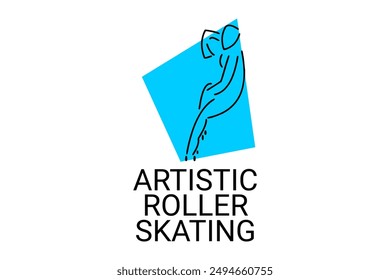 artistic roller skating sport vector line icon. an athlete performing artistic roller skating. sport pictogram, vector illustration.