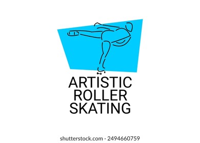 artistic roller skating sport vector line icon. an athlete performing artistic roller skating. sport pictogram, vector illustration.