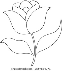 Artistic Rose Illustration Graceful Rose Line Art.