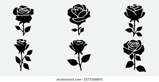 Artistic Rose Silhouette in Abstract Style, Perfect for Creative and Decorative Projects