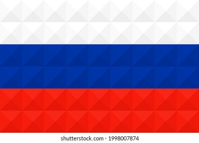 Artistic Russian flag vector. formed from triangles to squares with different contrasting colors illustrating a 3d effect. Ratio 2:3