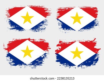 Artistic Saba country brush flag collection. Set of grunge brush flags on a solid background