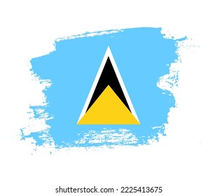 Artistic Saint Lucia national flag design on painted brush concept