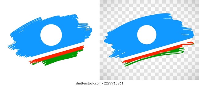 Artistic Sakha Republic flag with isolated brush painted textured with transparent and solid background