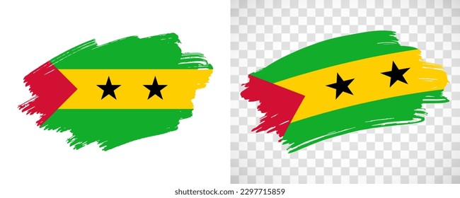 Artistic Sao Tome and Principe flag with isolated brush painted textured with transparent and solid background