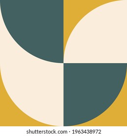 Artistic Scandinavian style poster in trending colors. Geometric pattern for web banner, decor of pillows in the interior, business presentations, corporate identity. Vector graphics.