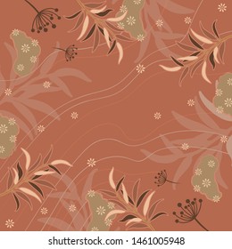 Artistic scarf pattern with leaf ornament. Hijab design