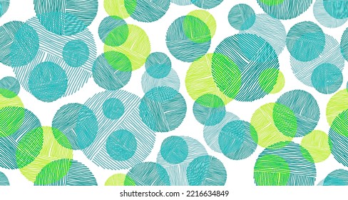 Artistic scribble circle shapes of lines seamless pattern vector design. Wallpaper print. Bubbles doodling. Group of circles scribbling. Circular shapes of scribble lines seamless pattern.