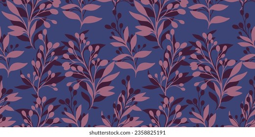 Artistic seamless background with abstract, modern, colorful leaves and branches.  Vector colorful  hand drawn sketch leaf silhouettes Template for textile, fashion, print, surface design