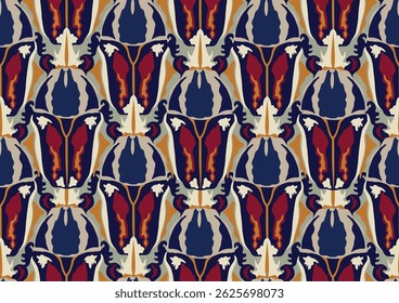 Padrão de borda artística sem costura com forma orgânica decorativa elegante zoomórfica no estilo de design gráfico europeu da década de 1920