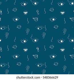 Artistic seamless hand drawn pattern. Retro memphis style, fashion 80-90s.