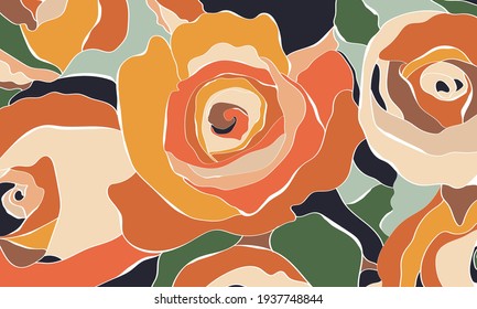 Artistic seamless pattern with abstract flowers. Creative collage contemporary. Modern design for paper, cover, fabric, interior decor and other users. Flower rose. Vector illustration