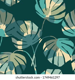 Artistic seamless pattern with abstract leaves. Modern design for paper, cover, fabric, interior decor and other users.