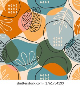 Artistic seamless pattern with abstract leaves. Modern design for paper, cover, fabric, interior decor and other users.