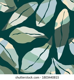 Artistic seamless pattern with abstract leaves. Modern design for paper, cover, fabric, interior decor and other users.