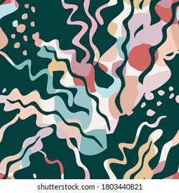 Artistic seamless pattern with abstract leaves. Modern design for paper, cover, fabric, interior decor and other users.