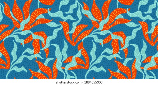 Artistic seamless pattern with abstract leaves. Modern design for paper, cover, fabric, interior decor and other users.