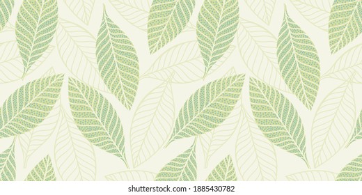 Artistic seamless pattern with abstract leaves. Modern design for paper, cover, fabric, interior decor and other users.