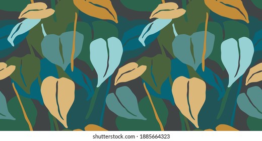 Artistic seamless pattern with abstract leaves. Modern design for paper, cover, fabric, interior decor and other use.