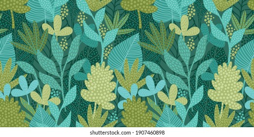 Artistic seamless pattern with abstract leaves. Modern design for paper, cover, fabric, interior decor and other users.
