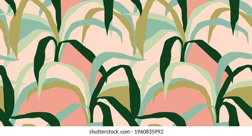 Artistic seamless pattern with abstract leaves. Modern design for paper, cover, fabric, interior decor and other users.