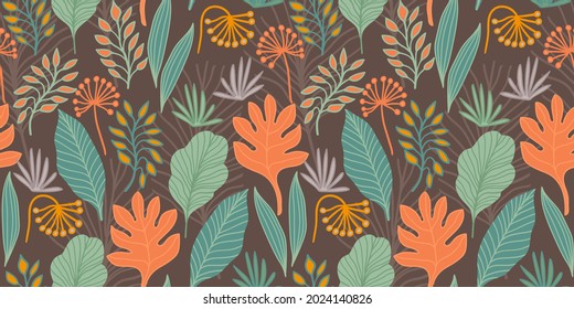 Artistic seamless pattern with abstract leaves. Modern design for paper, cover, fabric, interior decor and other users.