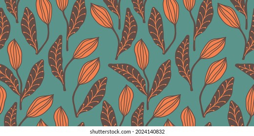 Artistic seamless pattern with abstract leaves. Modern design for paper, cover, fabric, interior decor and other users.