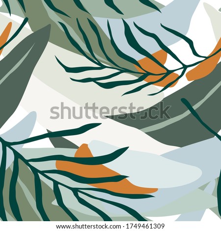 Artistic seamless pattern with abstract leaves. Modern design for paper, cover, fabric, interior decor and other users.