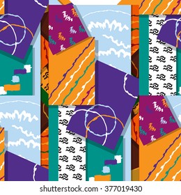 artistic seamless pattern with abstract shapes and hand made textures. vector illustration