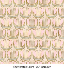 Patrón artístico sin fisuras en el estilo art deco con tuch asiático. Diseño elegante de lujo de los años 20 para textiles y papel pintado. Ilustración vectorial vintage de impresión de tejido.