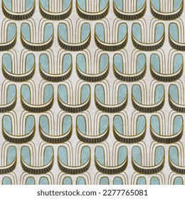 Patrón artístico sin fisuras en el estilo art deco con tuch asiático. Diseño elegante de lujo de los años 20 para textiles y papel pintado. Ilustración vectorial vintage de impresión de tejido.