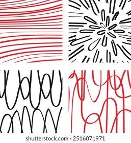 Artistic seamless pattern with bold retro swirls and modern geometric pattern