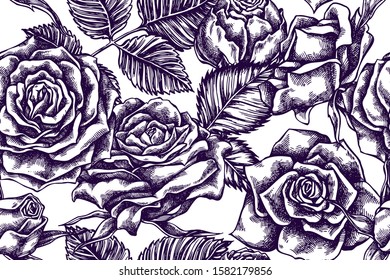 Artistic seamless pattern with roses