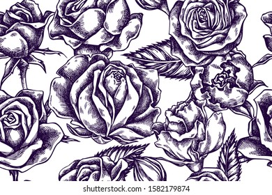 Artistic seamless pattern with roses