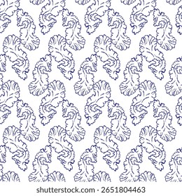 Padrão artístico sem costura com recifes de coral tropical e elementos oceânicos. Projetado em um estilo artesanal para têxteis, fundos ou decoração com tema oceânico.