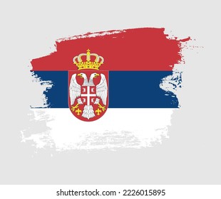 Artistic Serbia national flag design on painted brush concept