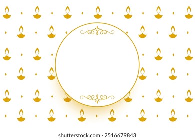 fundo branco de shubh diwali diya artístico com vetor de espaço vazio