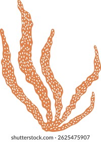 Artistic silhouette of laminaria. Hand drawn vector edible seaweed printing for restaurant business. Decorative print with kelp isolated on white background. Brown algae vector logo. Healthy food art