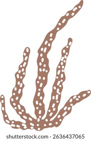 Artistic silhouette of laminaria. Hand drawn vector edible seaweed printing for restaurant business. Decorative print with kelp isolated on white background. Brown algae vector logo. Healthy food art
