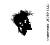 Artistic Silhouette of Man with Spiky Hair. Vector icon design.