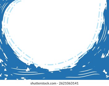 Artistic simple blue arch brush stroke background with copy space.