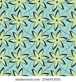 Künstlerische einfache Zweige Blumen Pfingstrosen, Dahlie und Knospen mit Blättern nahtlose Muster. Vektorhandgezeichnet. Retro, Vintage, Pastelldruck. Vorlage für Design, Stoff, Mode, Tapete, Textil