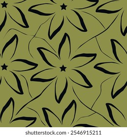 Künstlerische einfache Zweige Blumen Pfingstrosen, Dahlie und Knospen mit Blättern nahtlose Muster. Vektorhandgezeichnet. Retro, Vintage, Pastelldruck. Vorlage für Design, Stoff, Mode, Tapete, Textil